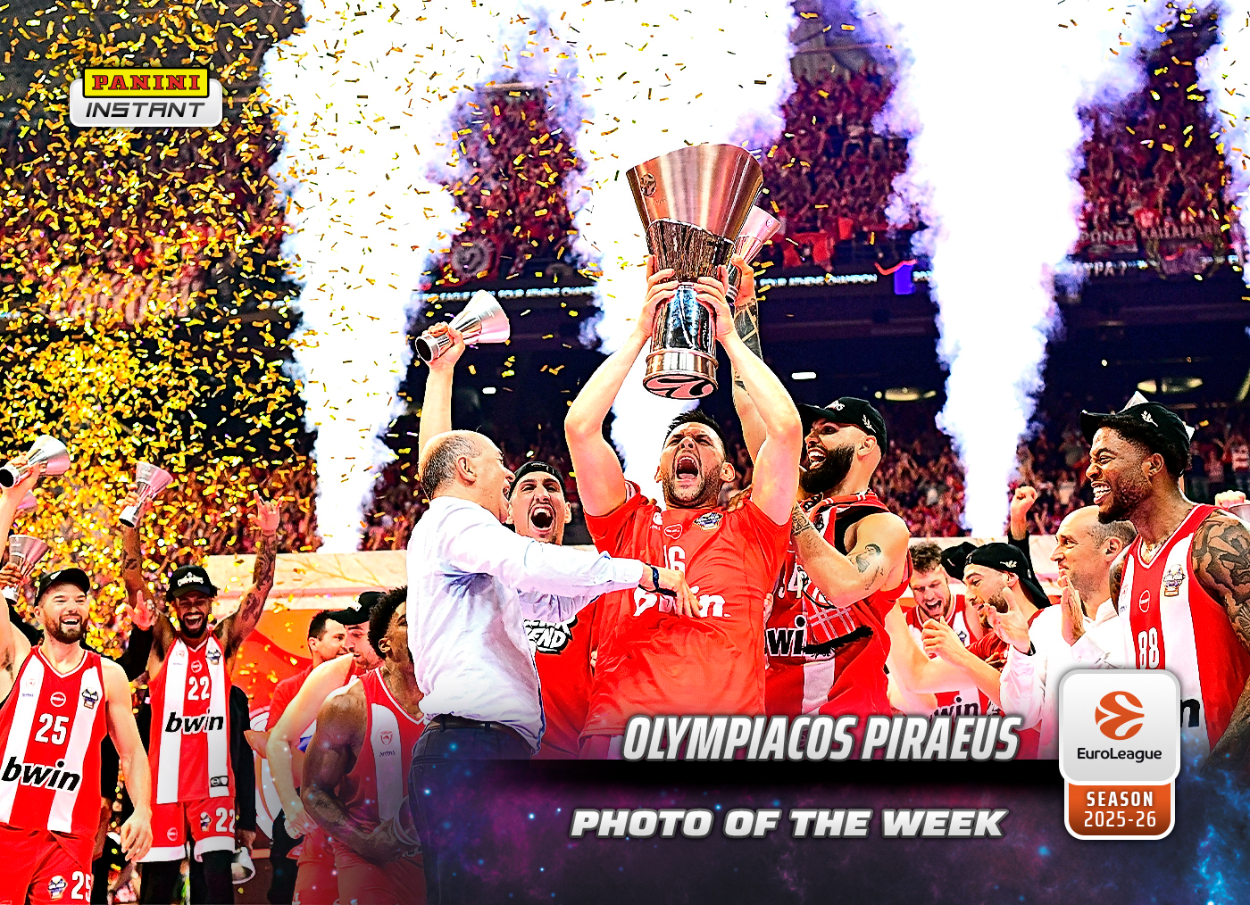 Olympiacos Piraeus - 2025-26 Panini Instant EuroLeague Photo of the Week #34 - Galaxy 1/1