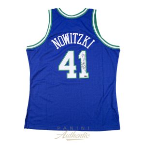 Dirk Nowitzki Autographed Blue Dallas Mavericks Mitchell and Ness Throwback Swingman Jersey ~Open Edition Item~