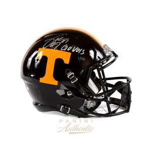 Joe Milton Autographed Tennessee Volunteers Full Size Black Riddell Speed Replica Helmet with "Go Vols" Inscription ~Limited Edition to 100~