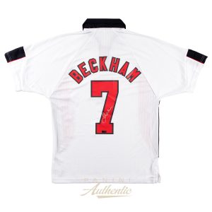 David Beckham Autographed #7 England 1998 Replica Home Jersey ~Open Edition Item~