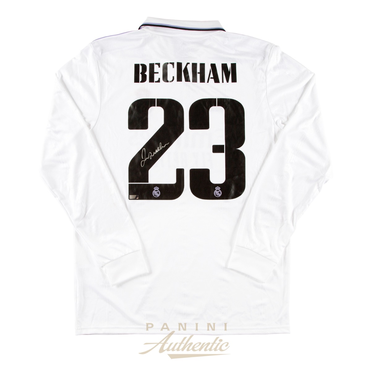 David Beckham Autographed #23 Real Madrid 2022-23 Replica Long-Sleeve Home Jersey ~Open Edition Item~